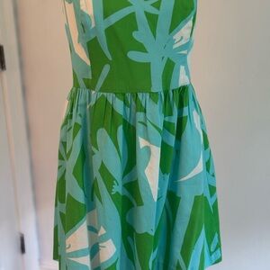 Lilly Pulitzer Green and Blue Pleated Sundress hot pink zipper